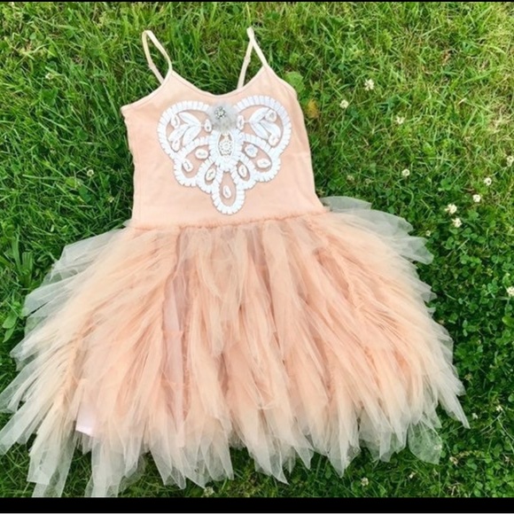 Peach Tulle Dress with Embellished Bodice Tutu Du Monde 8-9